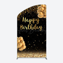 Lofaris Black Gold Glitter Balloons Birthday Arch Backdrop