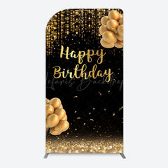Lofaris Black Gold Glitter Balloons Birthday Arch Backdrop