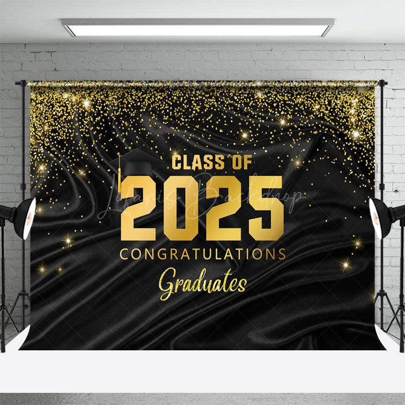 Lofaris Black Gold Glitter Congratulations Grad Backdrop