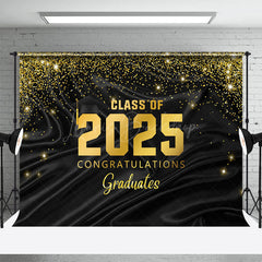 Lofaris Black Gold Glitter Congratulations Grad Backdrop