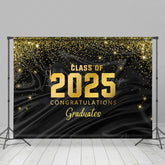 Lofaris Black Gold Glitter Congratulations Grad Backdrop