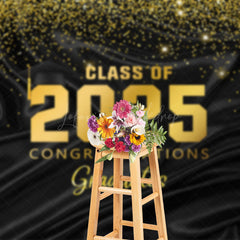 Lofaris Black Gold Glitter Congratulations Grad Backdrop
