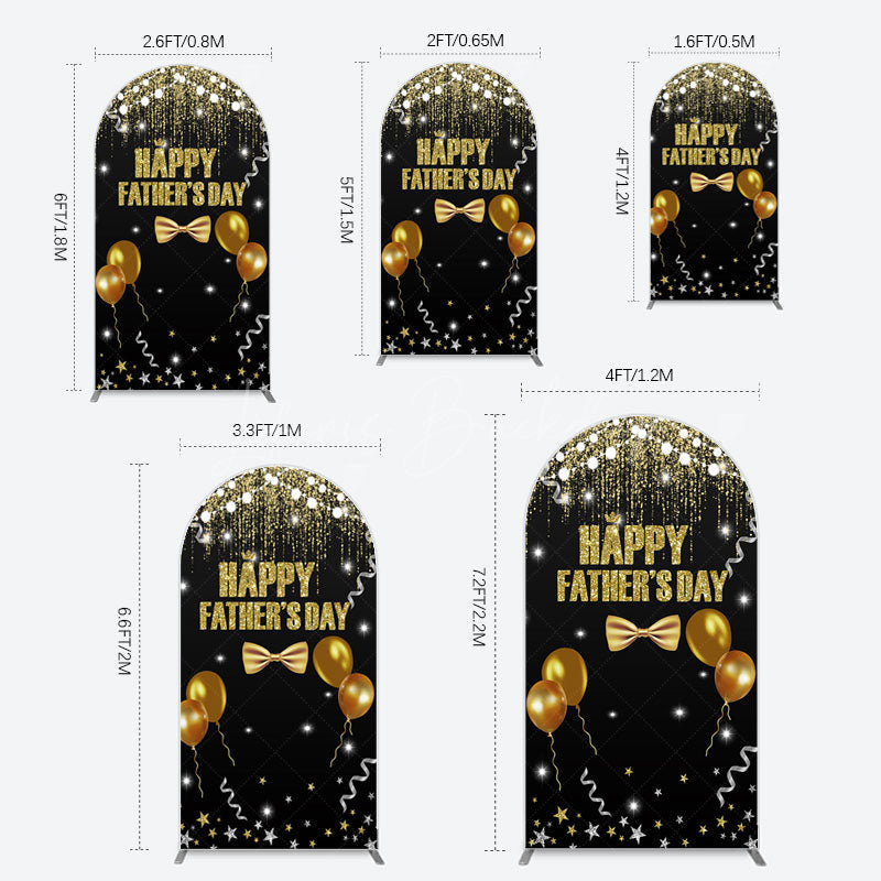 Lofaris Black Gold Glitter Happy Fathers Day Arch Backdrop
