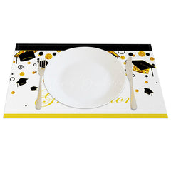 Lofaris Black Gold Glitter Mortarboard Set of 4 Placemats