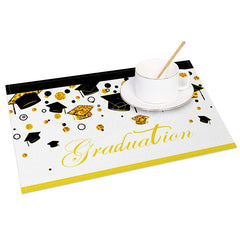 Lofaris Black Gold Glitter Mortarboard Set of 4 Placemats