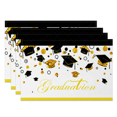 Lofaris Black Gold Glitter Mortarboard Set of 4 Placemats