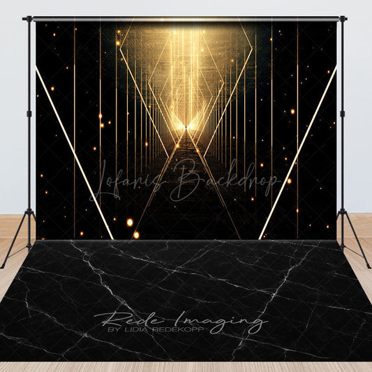 Lofaris Black Gold Glow Line Marble Floor Combo Set Backdrop