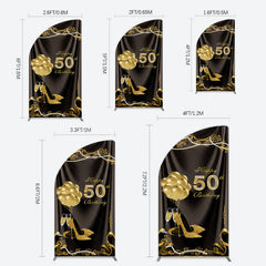 Lofaris Black Gold Highheels 50th Birthday Half Moon Arch Backdrop