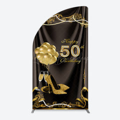 Lofaris Black Gold Highheels 50th Birthday Half Moon Arch Backdrop