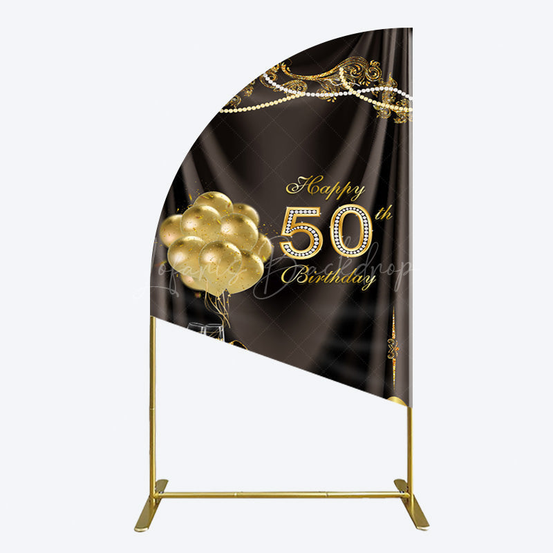 Lofaris Black Gold Highheels 50th Birthday Half Moon Arch Backdrop