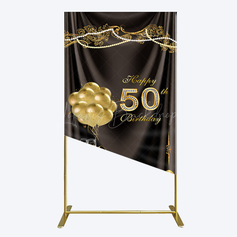 Lofaris Black Gold Highheels 50th Birthday Rectangle Backdrop