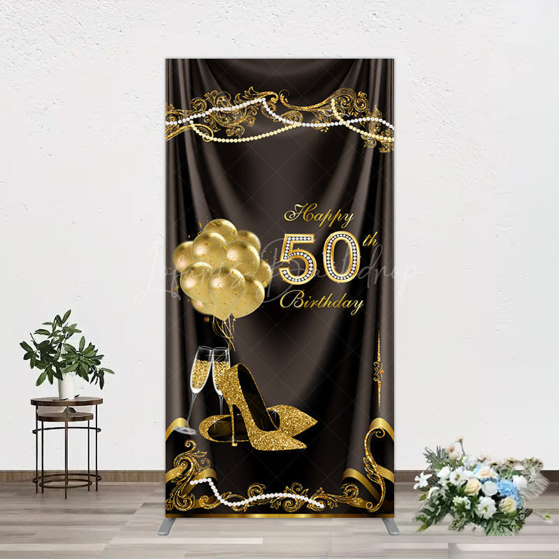 Lofaris Black Gold Highheels 50th Birthday Rectangle Backdrop