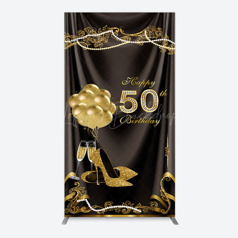Lofaris Black Gold Highheels 50th Birthday Rectangle Backdrop