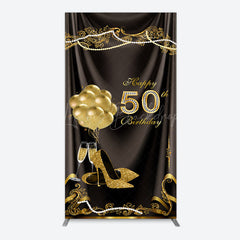 Lofaris Black Gold Highheels 50th Birthday Rectangle Backdrop