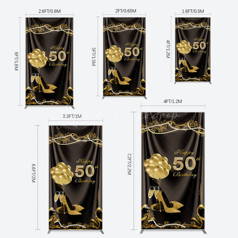 Lofaris Black Gold Highheels 50th Birthday Rectangle Backdrop