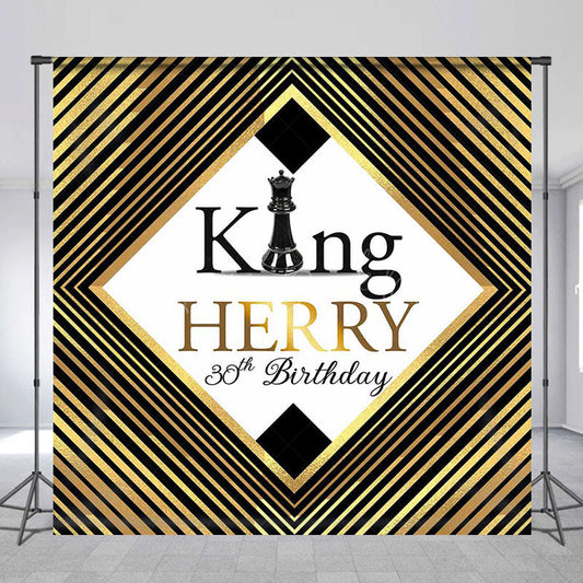 Lofaris Black Gold King Custom Name 30th Birthday Backdrop