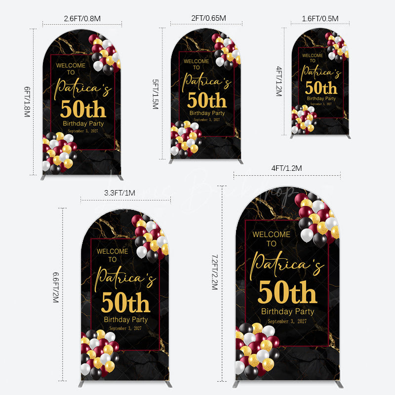 Lofaris Black Gold Marble Balloon 50th Birthday Arch Backdrop