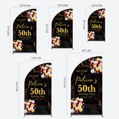 Lofaris Black Gold Marble Balloon 50th Birthday Half Moon Arch Backdrop