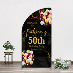 Lofaris Black Gold Marble Balloon 50th Birthday Half Moon Arch Backdrop