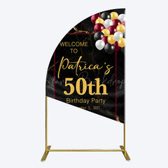 Lofaris Black Gold Marble Balloon 50th Birthday Half Moon Arch Backdrop