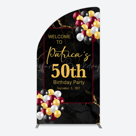 Lofaris Black Gold Marble Balloon 50th Birthday Half Moon Arch Backdrop