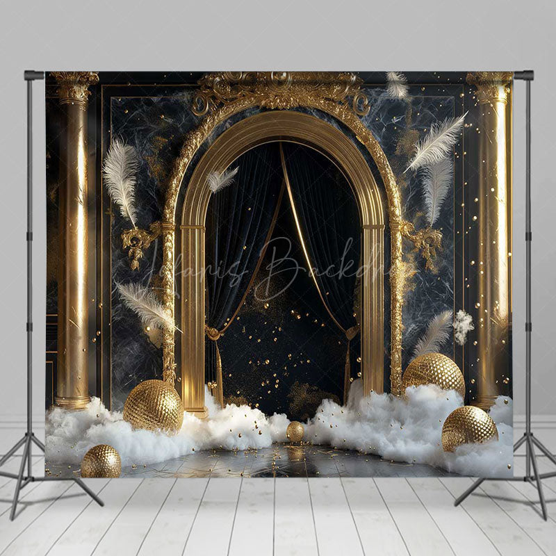 Lofaris Black Gold Marble Luxury Boho Palace Room Set Backdrop