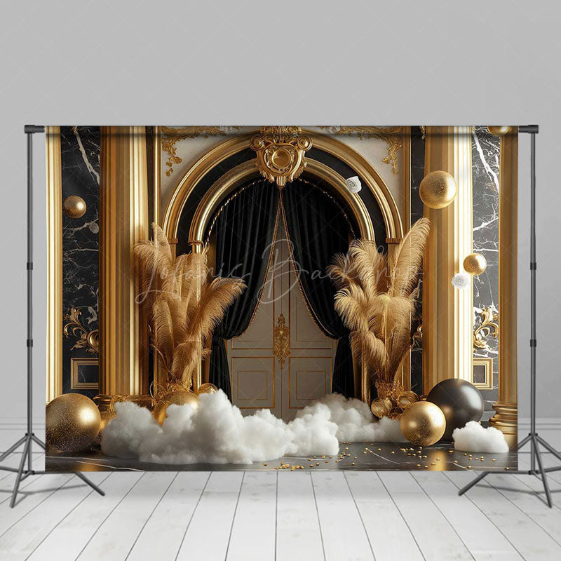 Lofaris Black Gold Marble Luxury Boho Palace Room Set Backdrop