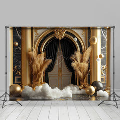 Lofaris Black Gold Marble Luxury Boho Palace Room Set Backdrop