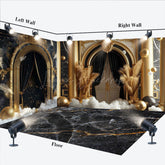 Lofaris Black Gold Marble Luxury Boho Palace Room Set Backdrop