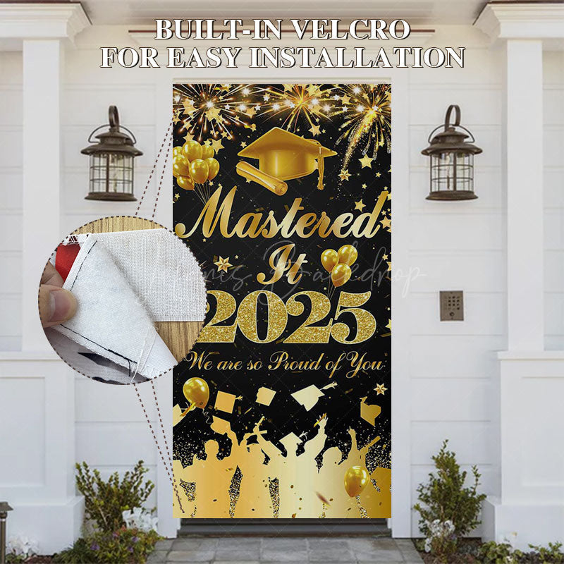 Lofaris Black Gold Mastered It 2025 Graduation Door Cover