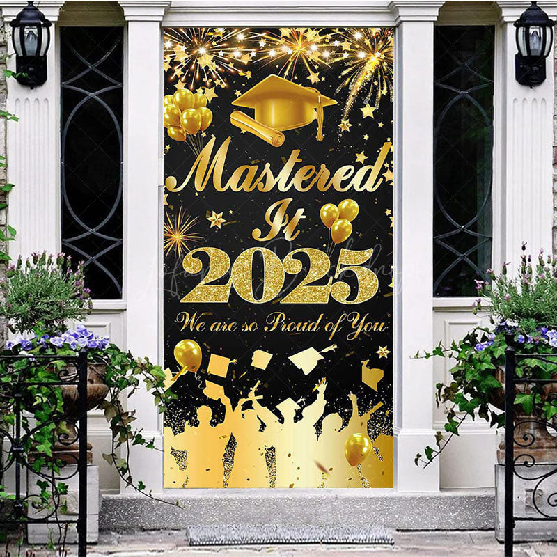 Lofaris Black Gold Mastered It 2025 Graduation Door Cover