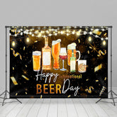Lofaris Black Gold Ribbon Happy International Beer Day Backdrop