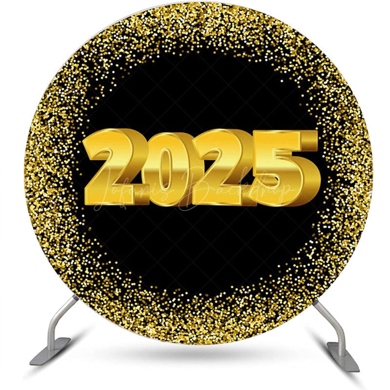 Lofaris Black Gold Sparkle 2025 Round Graduation Backdrop