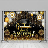 Lofaris Black Gold Sparkle Balloons Cheers Graduation Backdrop