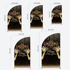 Lofaris Black Gold Sparkle Balloons New Year Half Moon Arch Backdrop