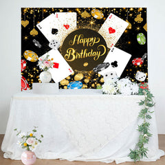 Lofaris Black Gold Sparkle Casino Happy Birthday Backdrop