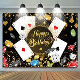 Lofaris Black Gold Sparkle Casino Happy Birthday Backdrop