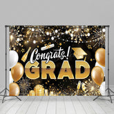 Lofaris Black Gold Sparkle Lighted Congrats Grad Backdrop