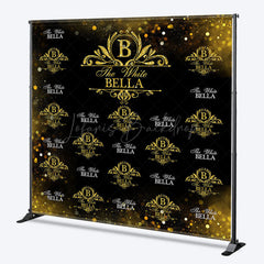 Lofaris Black Gold Step And Repeat Custom Name Party Backdrop