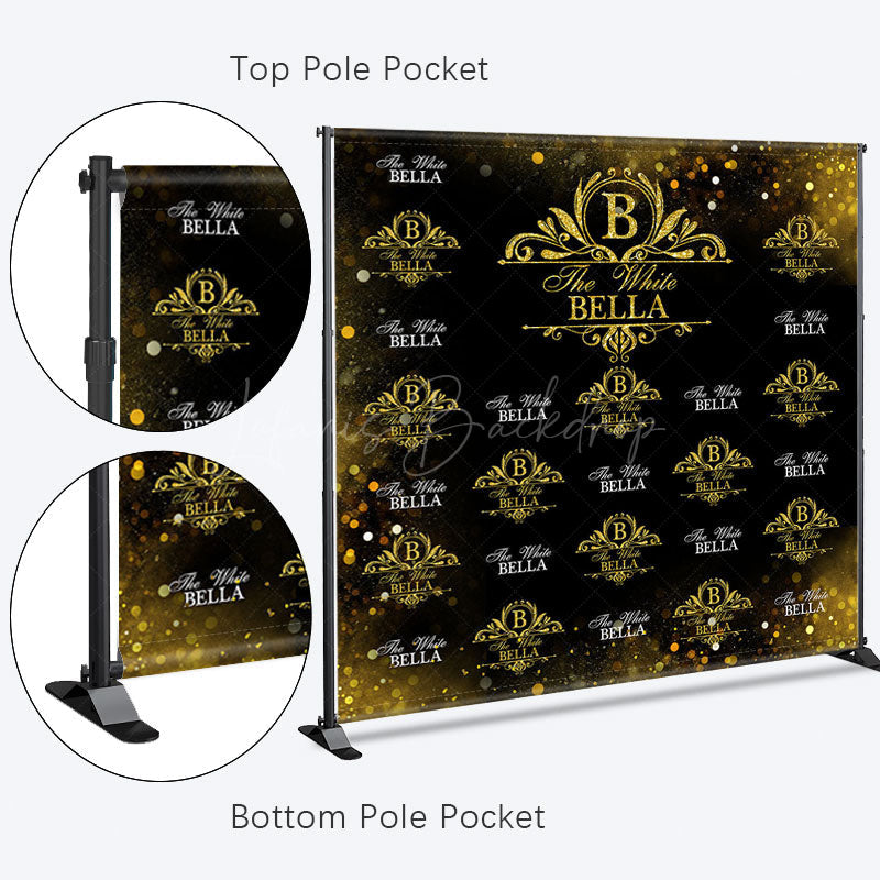 Lofaris Black Gold Step And Repeat Custom Name Party Backdrop