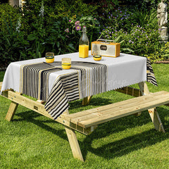 Lofaris Black Gold Stripes Modern Rectangle Tablecloth