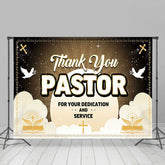 Lofaris Black Gold Sun Rays Pigeon Thank You Pastor Backdrop