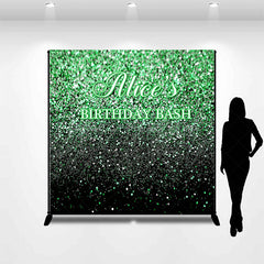 Lofaris Black Green Glitter Custom Name Birthday Bash Backdrop