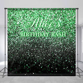 Lofaris Black Green Glitter Custom Name Birthday Bash Backdrop