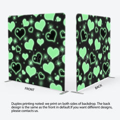 Lofaris Black Green Sprakle Hearts Square Tension Backdrop