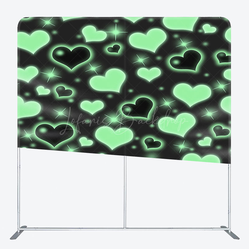 Lofaris Black Green Sprakle Hearts Square Tension Backdrop