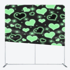 Lofaris Black Green Sprakle Hearts Square Tension Backdrop