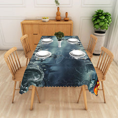 Lofaris Black Halloween Graveyard Rectangle Tablecloth for Dark and Spooky Haunted Cemetery Party Decor