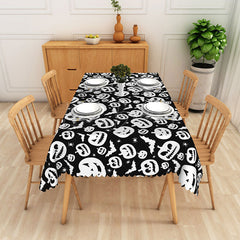 Lofaris Black Halloween Rectangle Tablecloth with Jack O’ Lanterns and Bats for Spooky Holiday Party Decorations