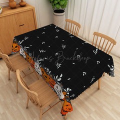 Lofaris Black Halloween Tablecloth with Jack o’ Lanterns for Spooky Pumpkin Themed Holiday Party Decor
